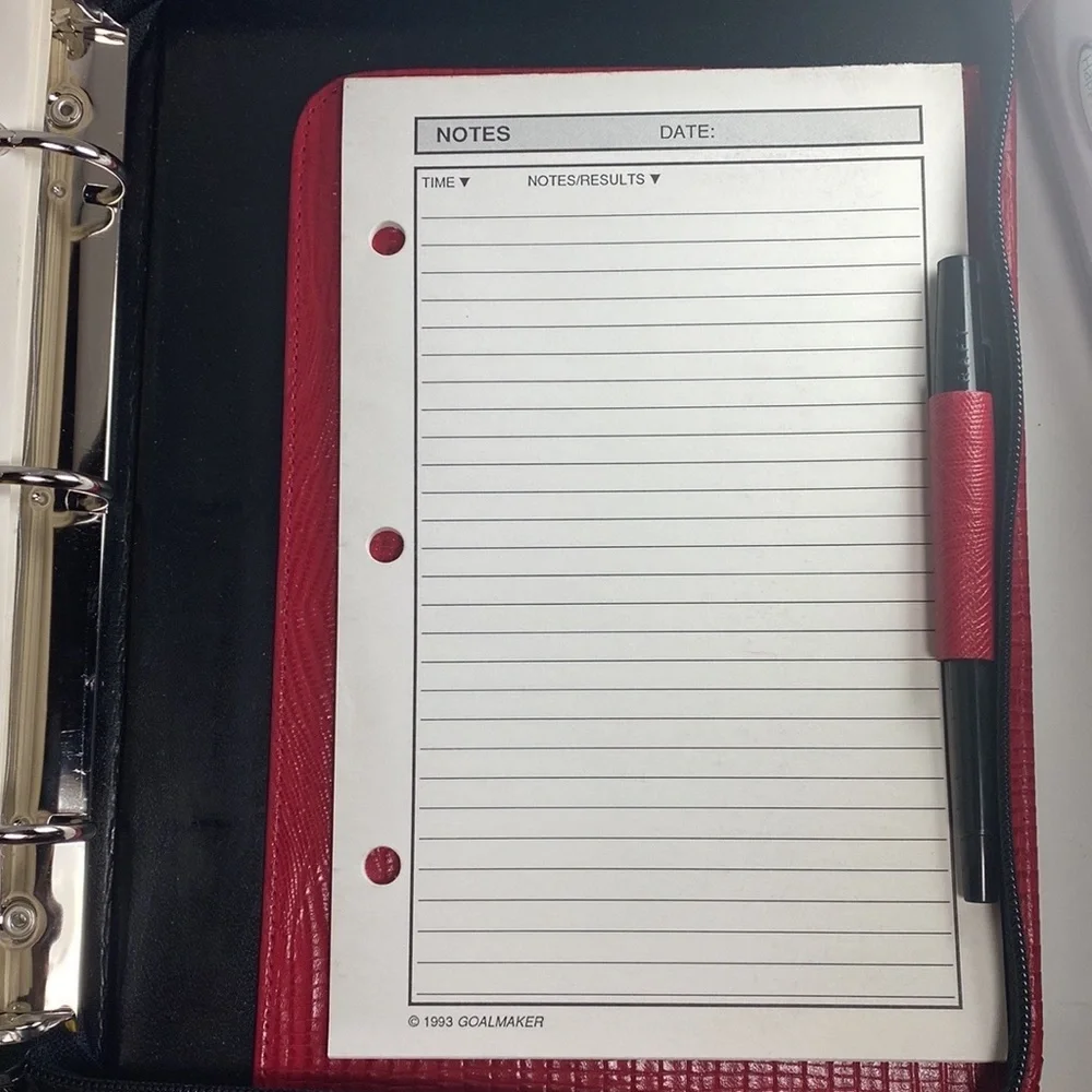 Goal Maker Red Leather Reptile Design Binder